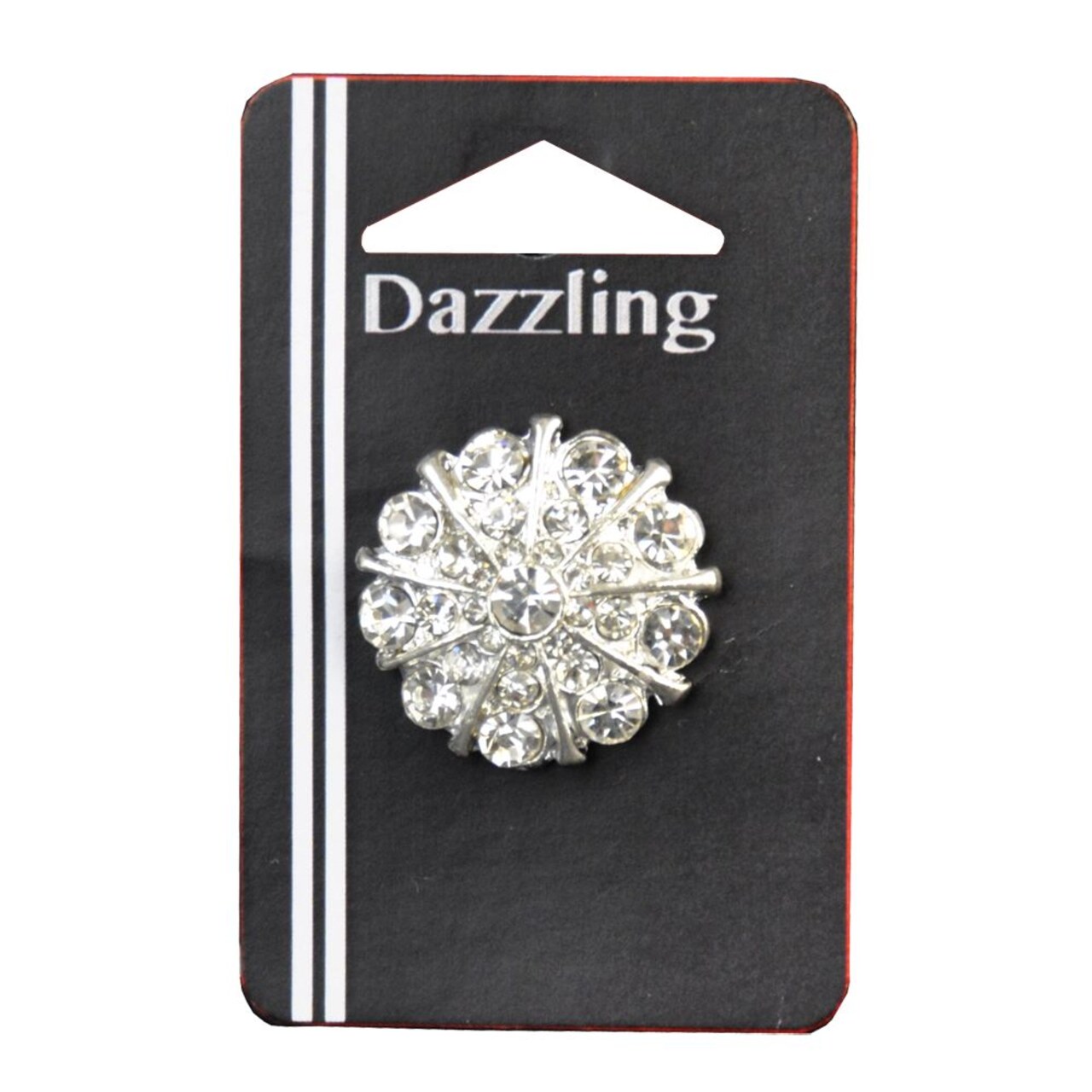 Belagio Rhinestone Shank Button, 1" Diameter, 1 Piece, Spoked Cluster Design, Silver/Crystal